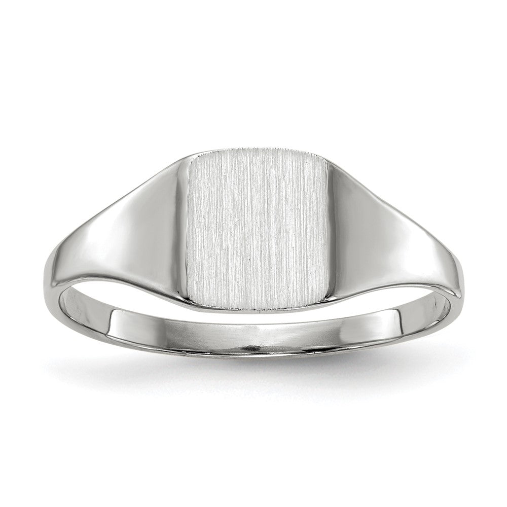 14k White Gold 7.0x Cushion Closed Back Signet Ring