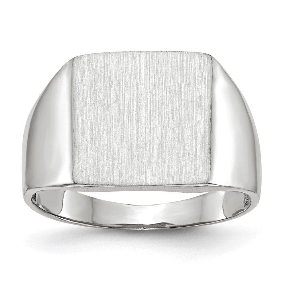 14k White Gold 13.0x Square Closed Back Signet Ring