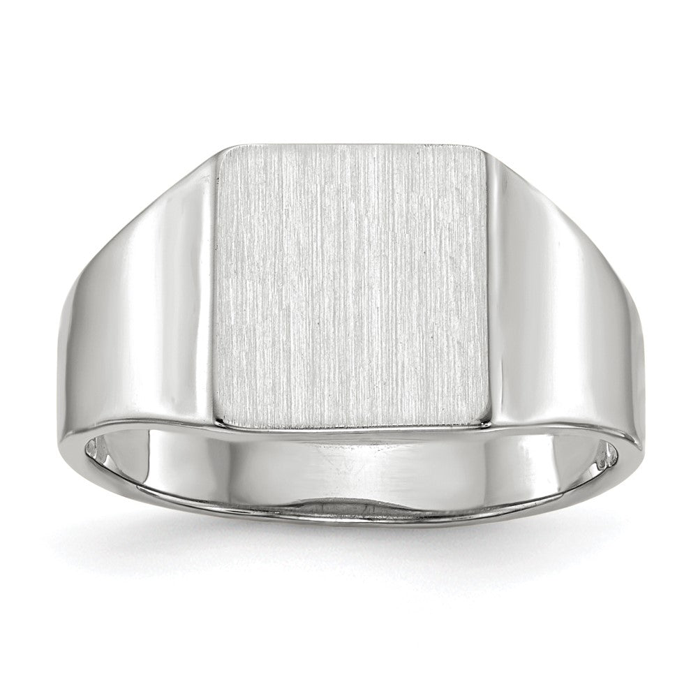 14k White Gold 8.5x Open Back Signet Ring