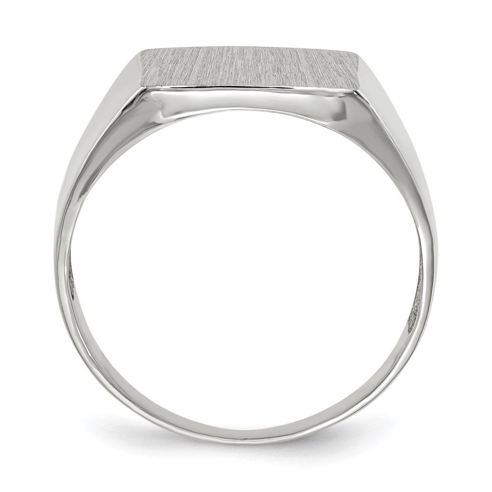 14k White Gold 13.0x Open Back Satin Mens Signet Ring