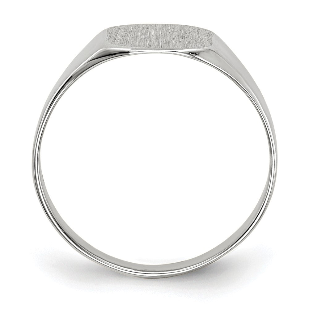 14k White Gold 8.5x Cushion Closed Back Signet Ring