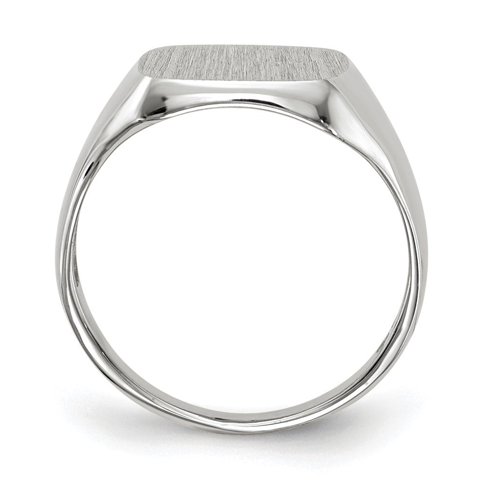 14k White Gold 11.0x Octagon Closed Back Mens Signet Ring