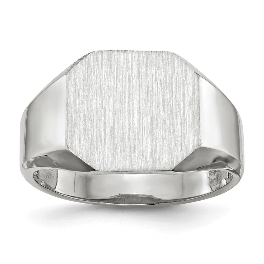 14k White Gold 11.0x Octagon Open Back Mens Signet Ring