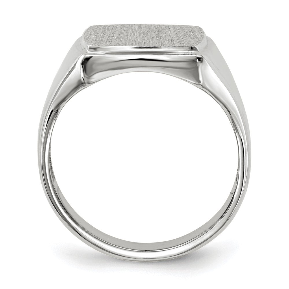 14k White Gold 13.0x Rectangle Open Back Mens Signet Ring