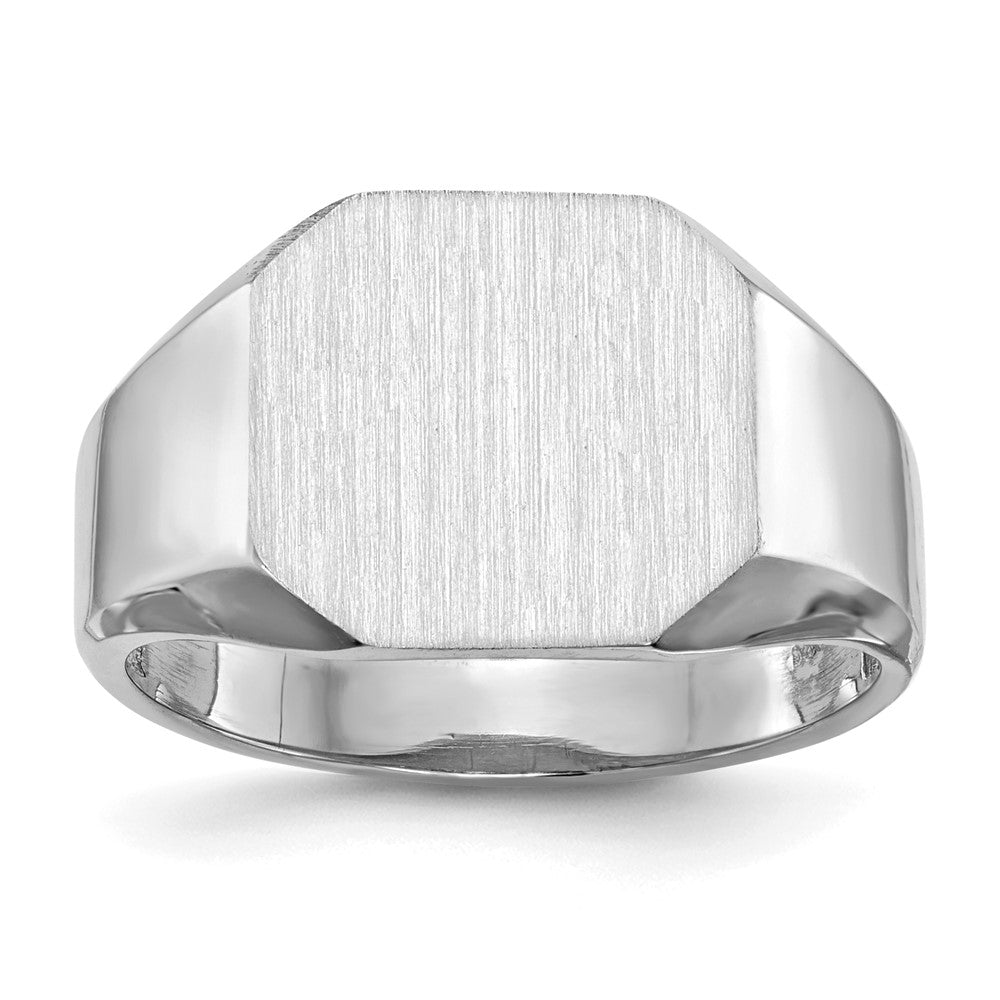 14k White Gold 12.5x Octagon Open Back Signet Ring