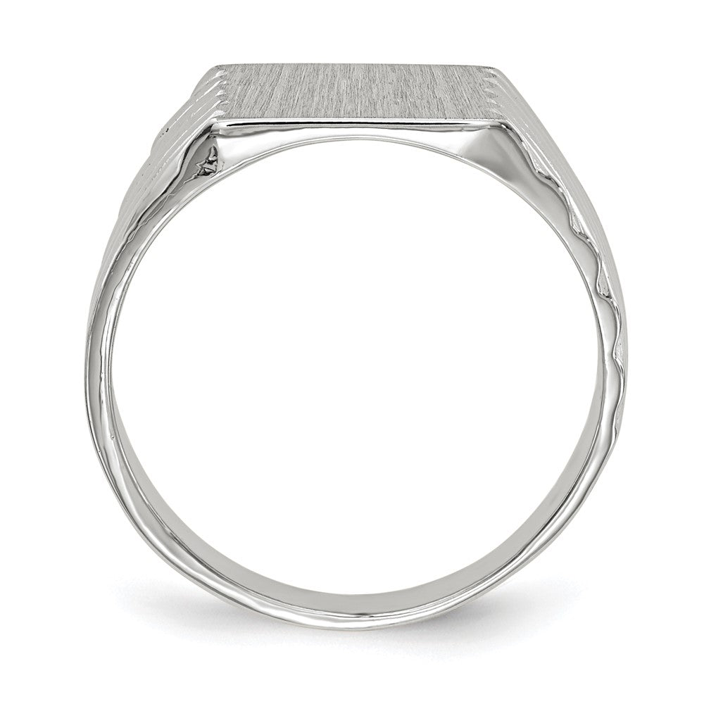 14k White Gold 9.0x Rectangle Closed Back Signet Ring