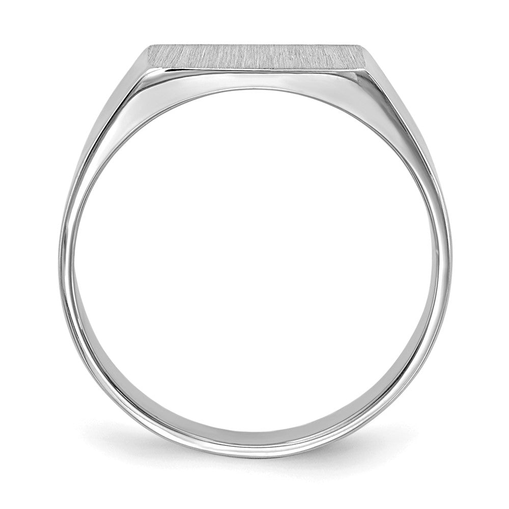 14k White Gold 10.5x Rectangle Closed Back Signet Ring