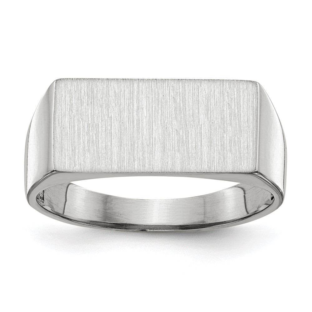 14k White Gold 16.5x Rectangle Closed Back Signet Ring