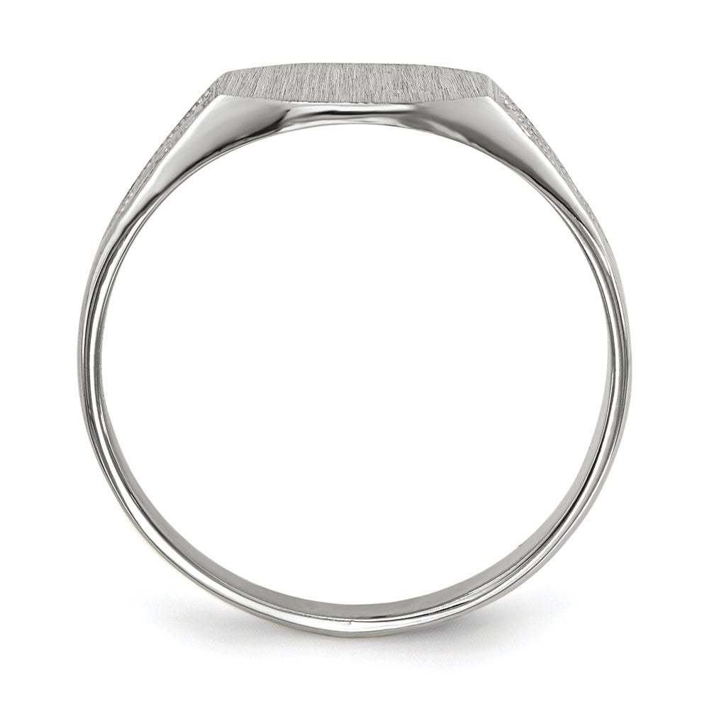 14k White Gold 9.0x Octagon Closed Back Signet Ring