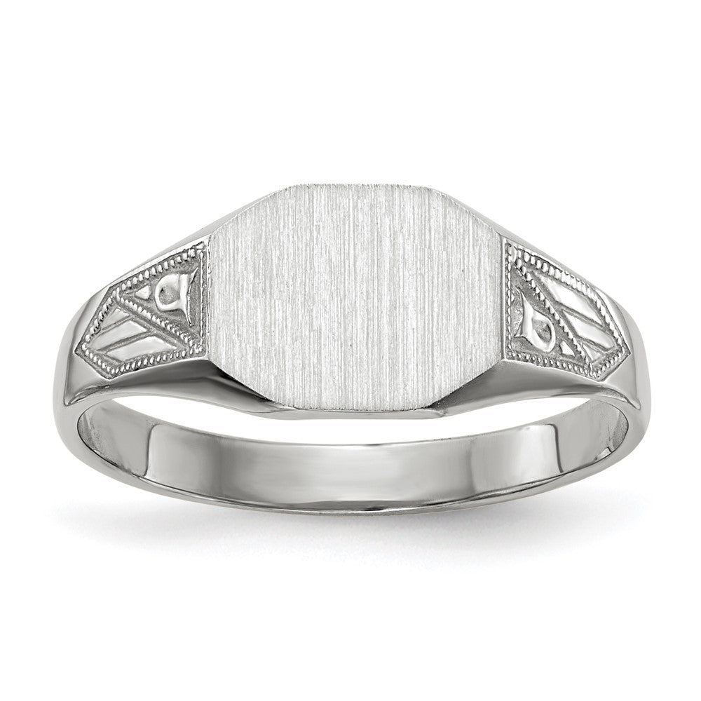 14k White Gold 9.0x Octagon Closed Back Signet Ring