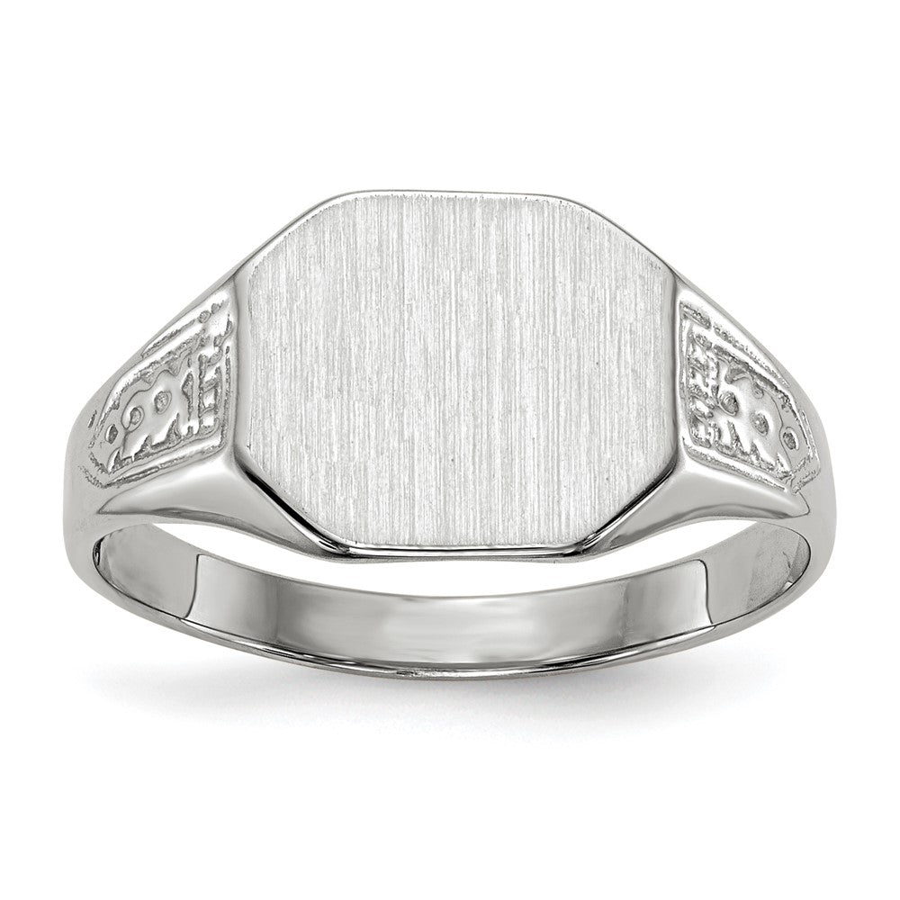 14k White Gold 10.5x Octagon Closed Back Signet Ring