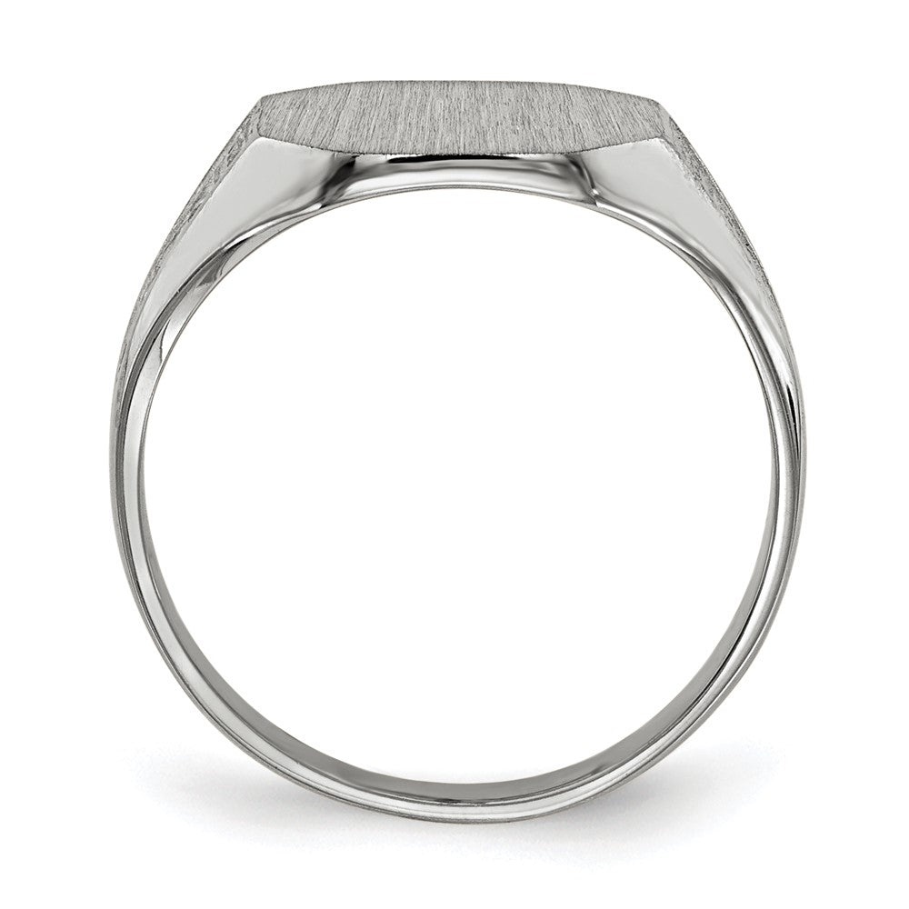 14k White Gold 11.0x Octagon Closed Back Signet Ring