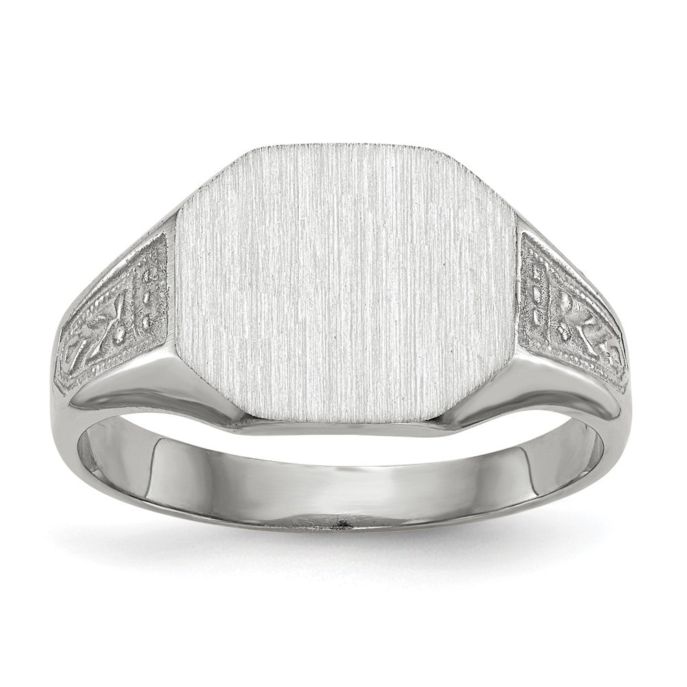 14k White Gold 11.0x Octagon Closed Back Signet Ring
