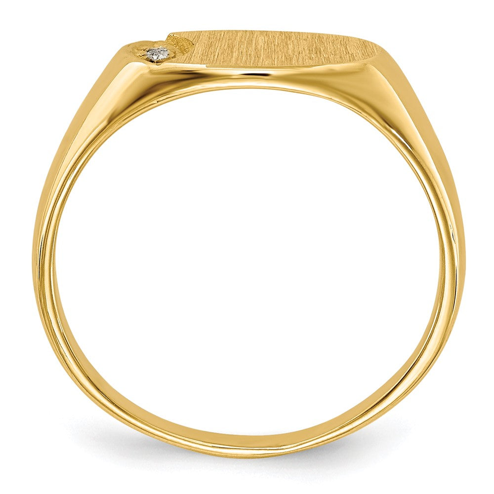 14k 1/2 point A Diamond 10x Closed Back Size 4 Oval Signet Ring