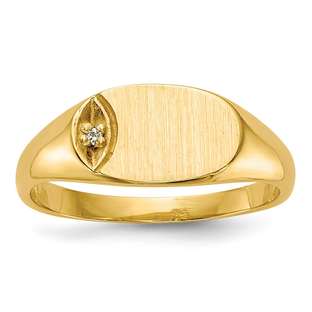 14k 1/2 point VS Diamond 10x Closed Back Size 4 Oval Signet Ring