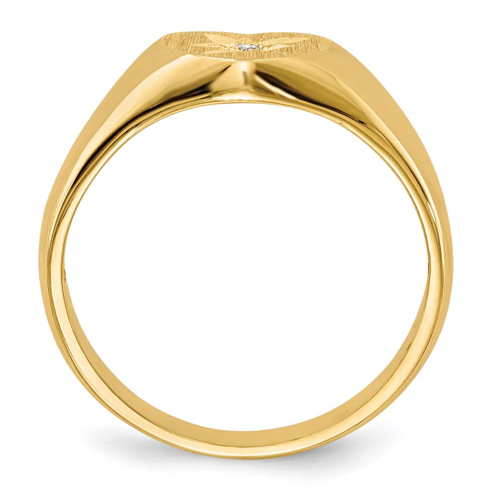14k 1/2 point AAA Diamond 7.0x Open Back Size 3 Heart Signet Ring