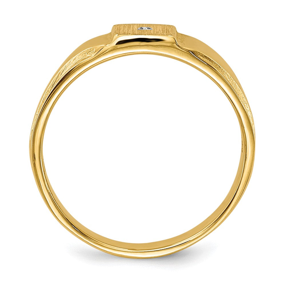 14k 1/2 point AAA Diamond 4.5x Closed Back Size 3 Square Signet Ring