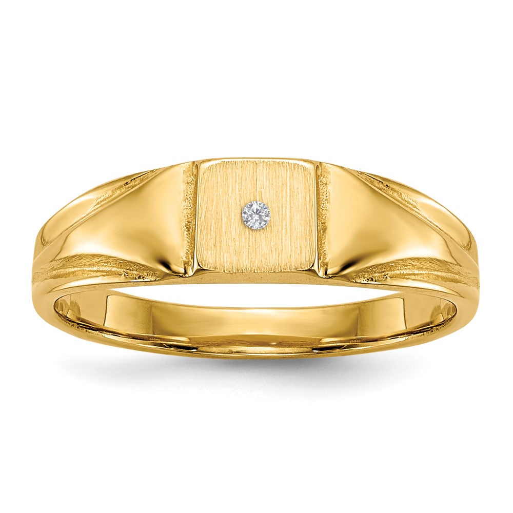 14k 1/2 point AAA Diamond 4.5x Closed Back Size 3 Square Signet Ring