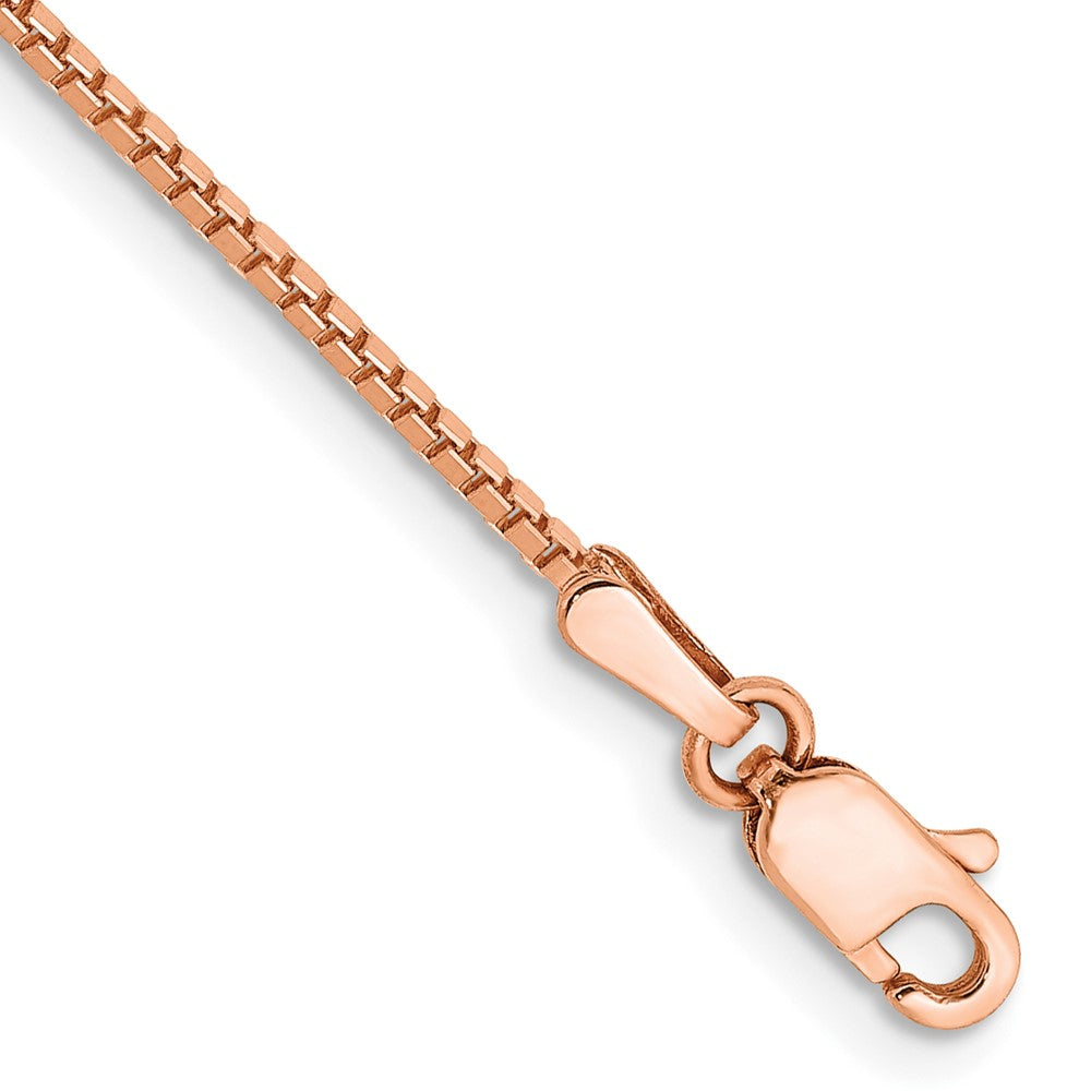 14K Rose Gold 8 inch 1.10mm Box Link with Lobster Clasp Bracelet