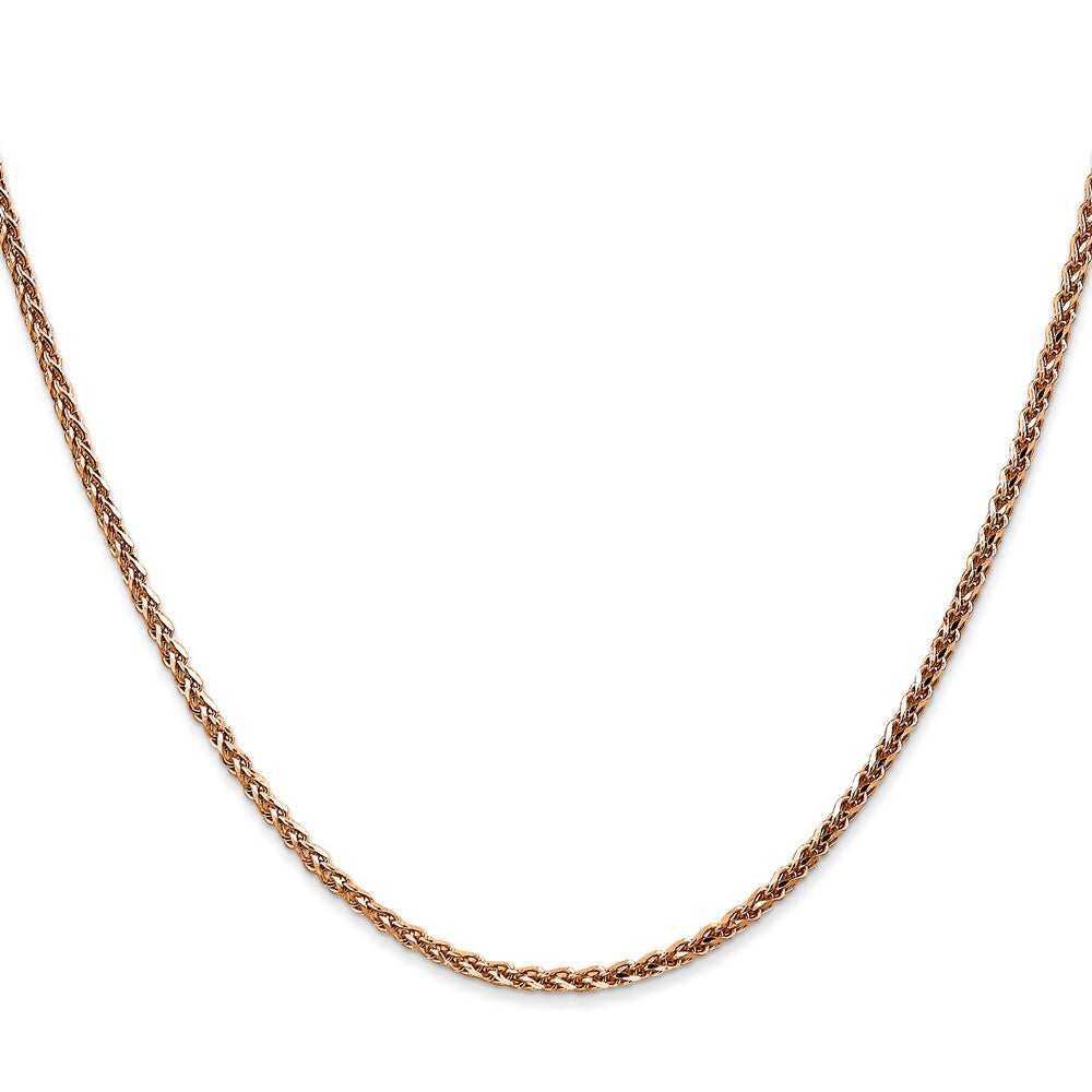 14K Rose Gold Diamond-cut Spiga with Lobster Clasp Chain