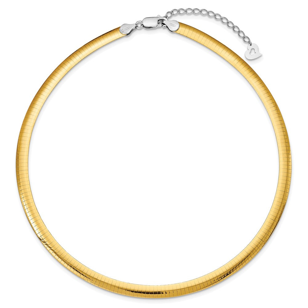 Sterling Silver Gold-plated Polished Reversible Cubetto with Extension Necklace