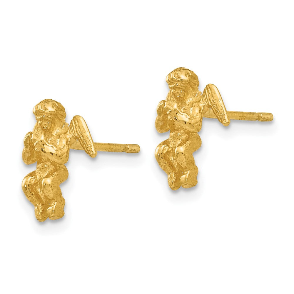 14k Polished Diamond-Cut Angel Post Earrings