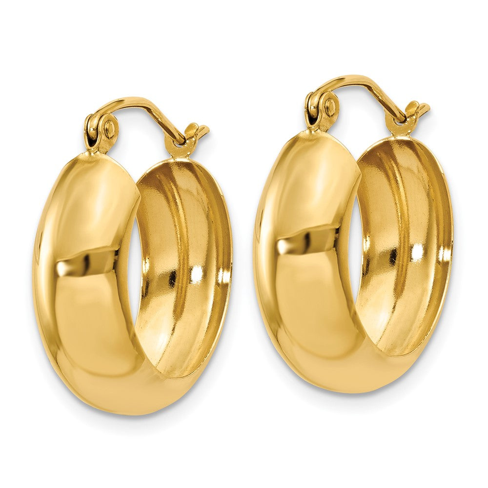 14K 7x Polished Hoop Earrings