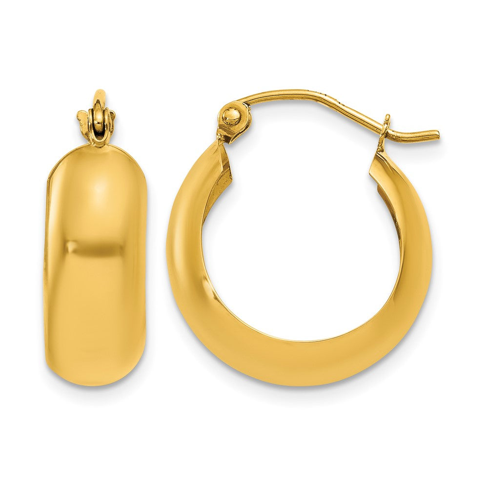 14K 7x Polished Hoop Earrings