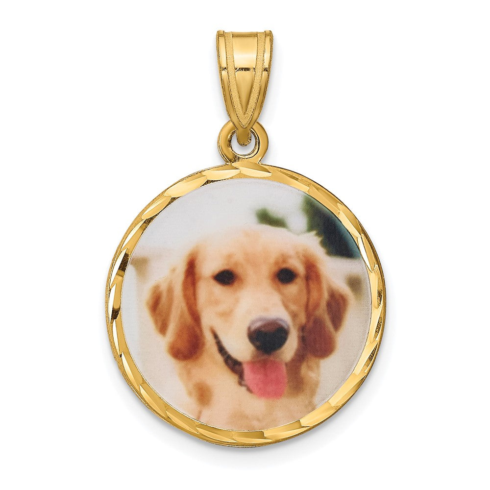 SS/Gold-plated Medium Diamond-cut Picture jewelry Disc Pendant