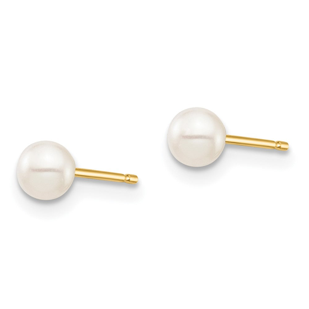 14k Madi K 3- White Round Freshwater Cultured Pearl Post Earrings with Silicone Backs