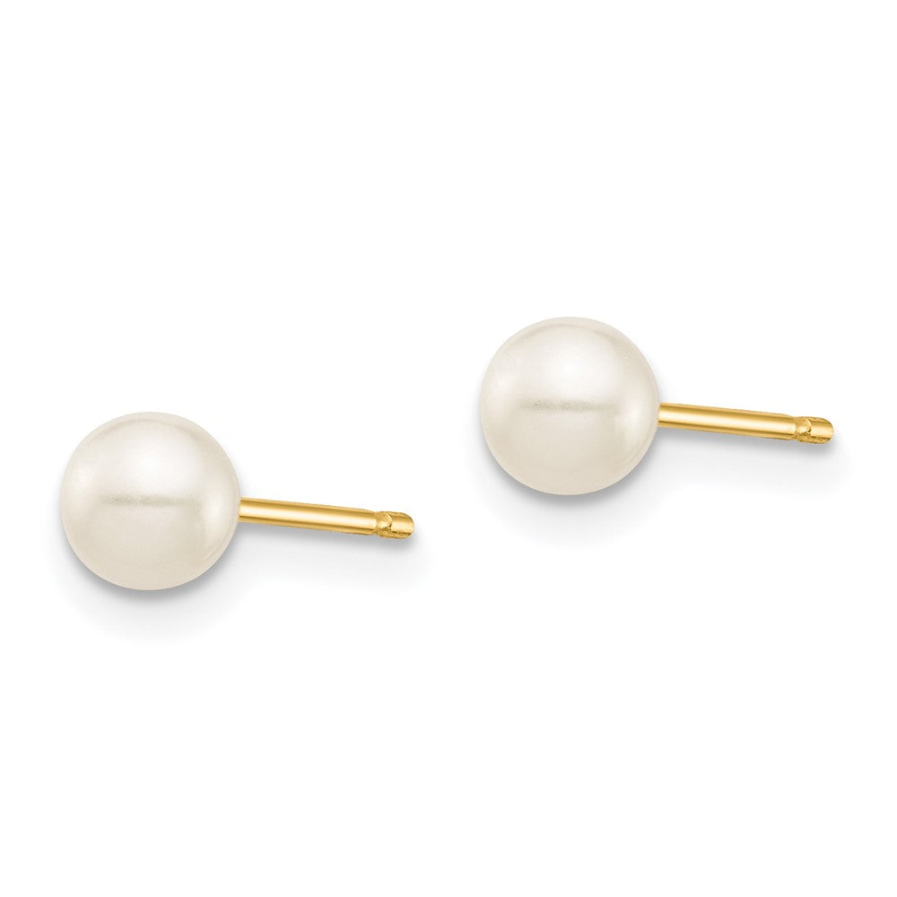14k Madi K 4- White Round Freshwater Cultured Pearl Post Earrings with Silicone Backs