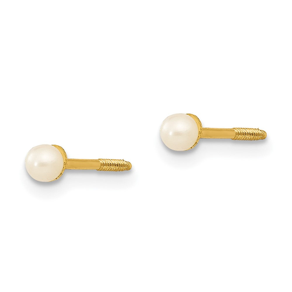 14k Madi K 2.5- White Button Freshwater Cultured Pearl Screwback Post Earrings