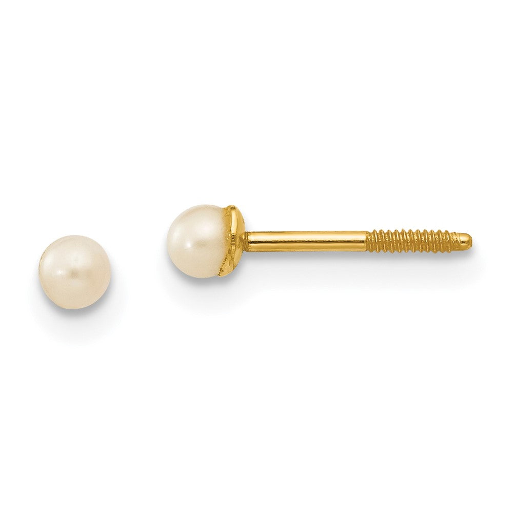 14k Madi K 2.5- White Button Freshwater Cultured Pearl Screwback Post Earrings