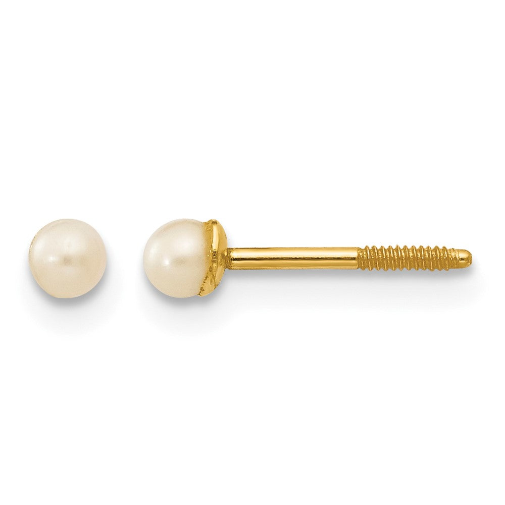 14k Madi K 2.5- White Button Freshwater Cultured Pearl Screwback Post Earrings