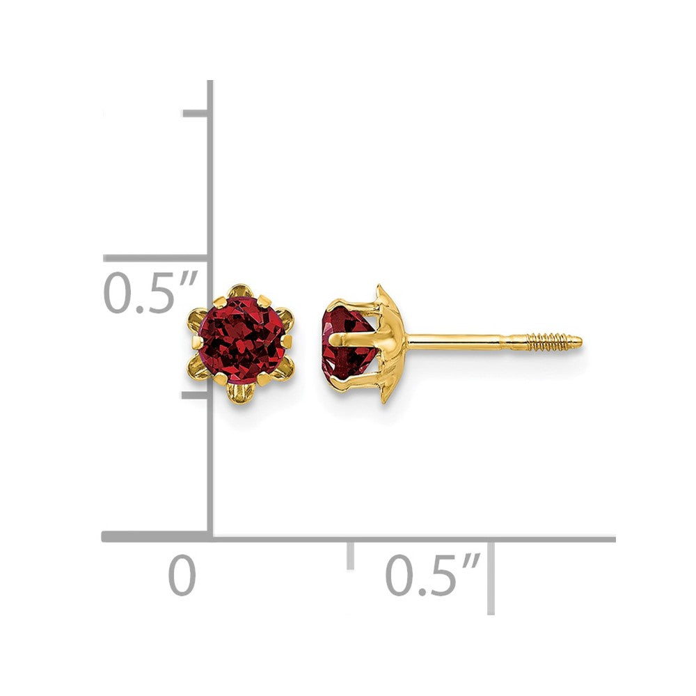 14k Madi K Round CZ January Birthstone Screwback Post Earrings
