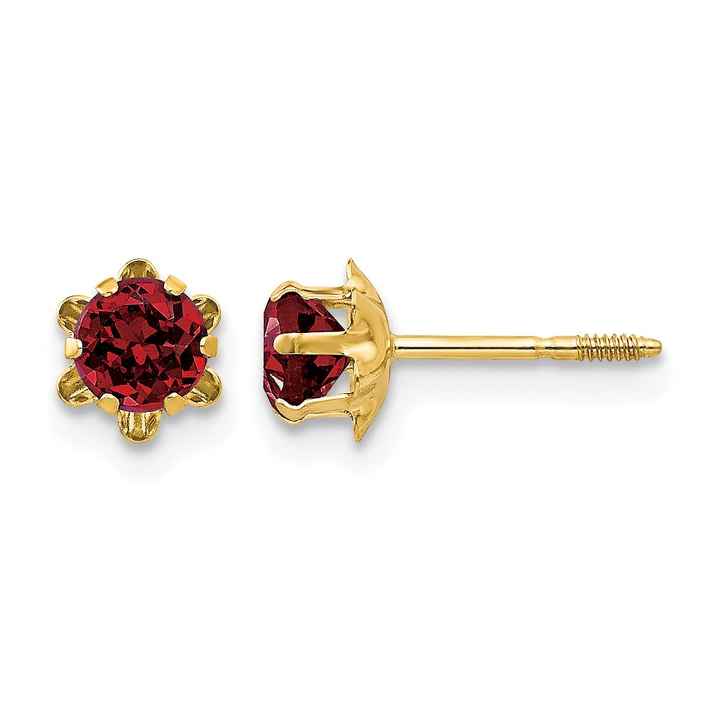 14k Madi K Round CZ January Birthstone Screwback Post Earrings