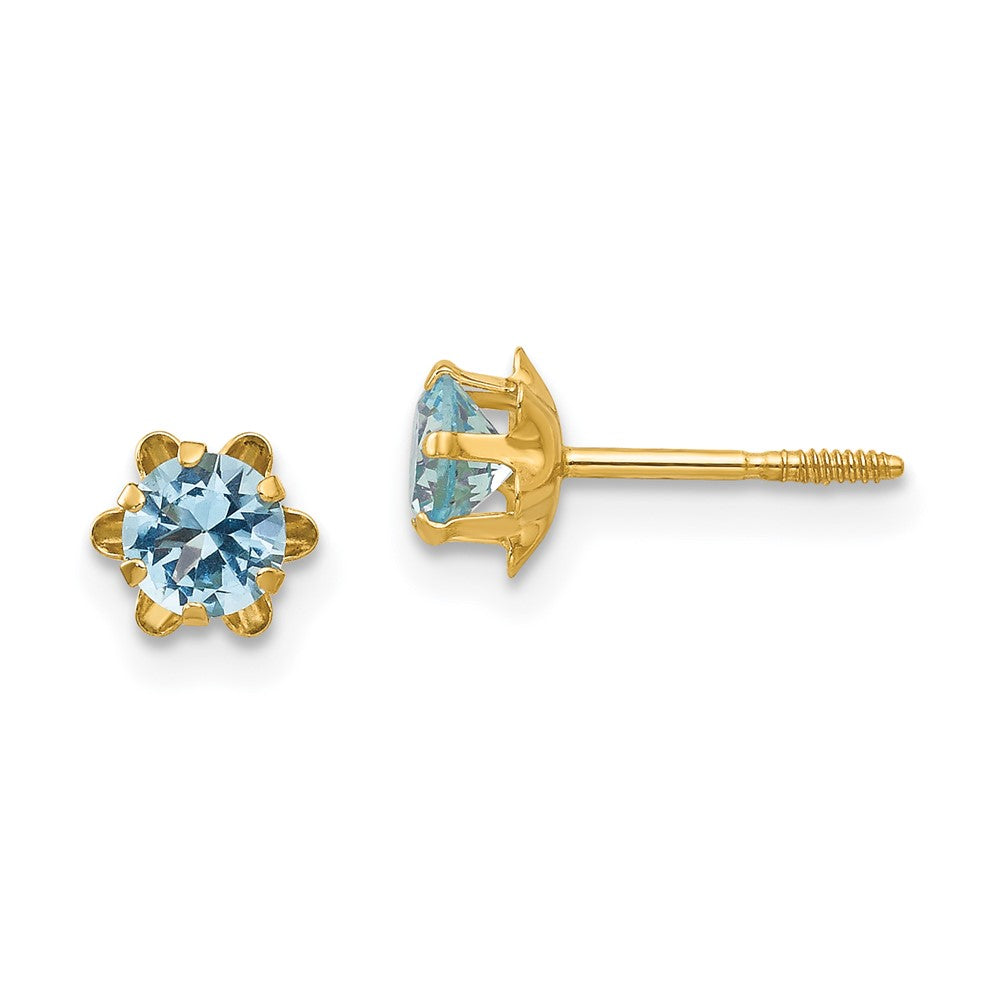 14k Madi K CZ Birthstone (Mar) Screwback Earrings
