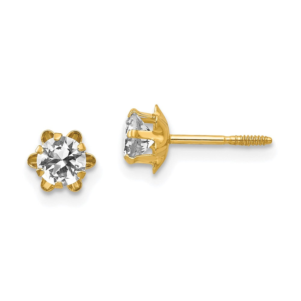 14k Madi K CZ Birthstone (Apr) Screwback Earrings
