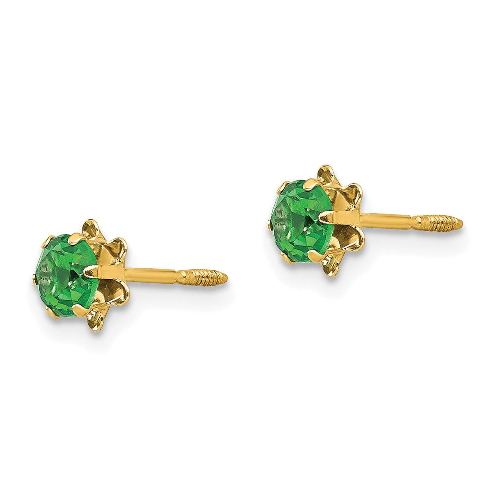 14k Madi K Round CZ May Birthstone Screwback Post Earrings