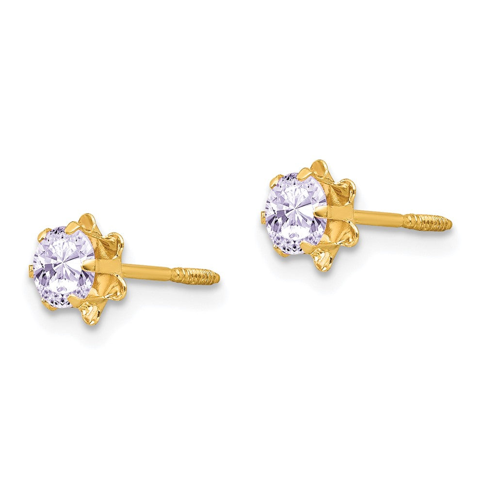 14k Madi K Round CZ June Birthstone Screwback Post Earrings