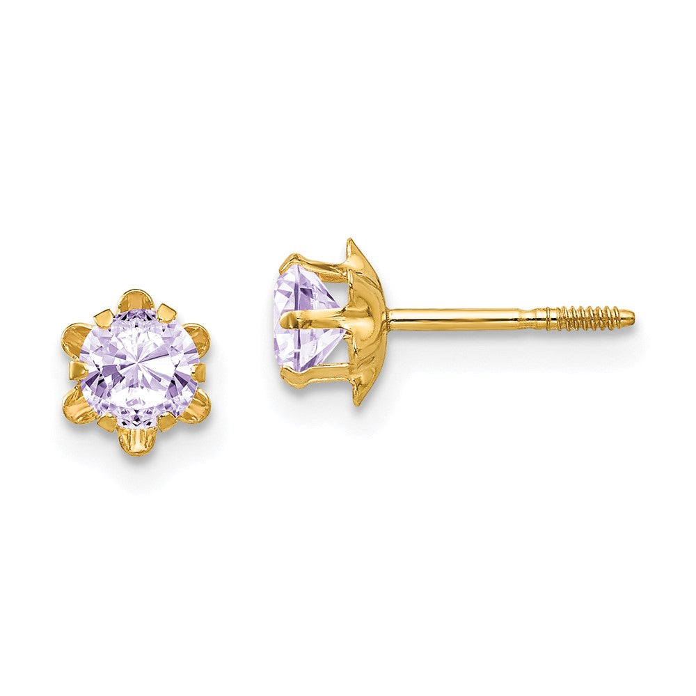 14k Madi K CZ Birthstone (Jun) Screwback Earrings