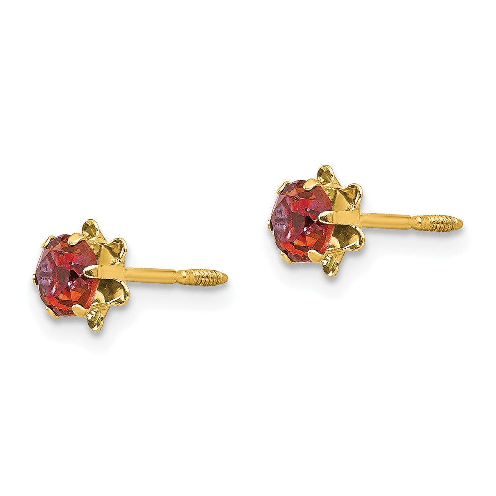14k Madi K Round CZ July Birthstone Screwback Post Earrings