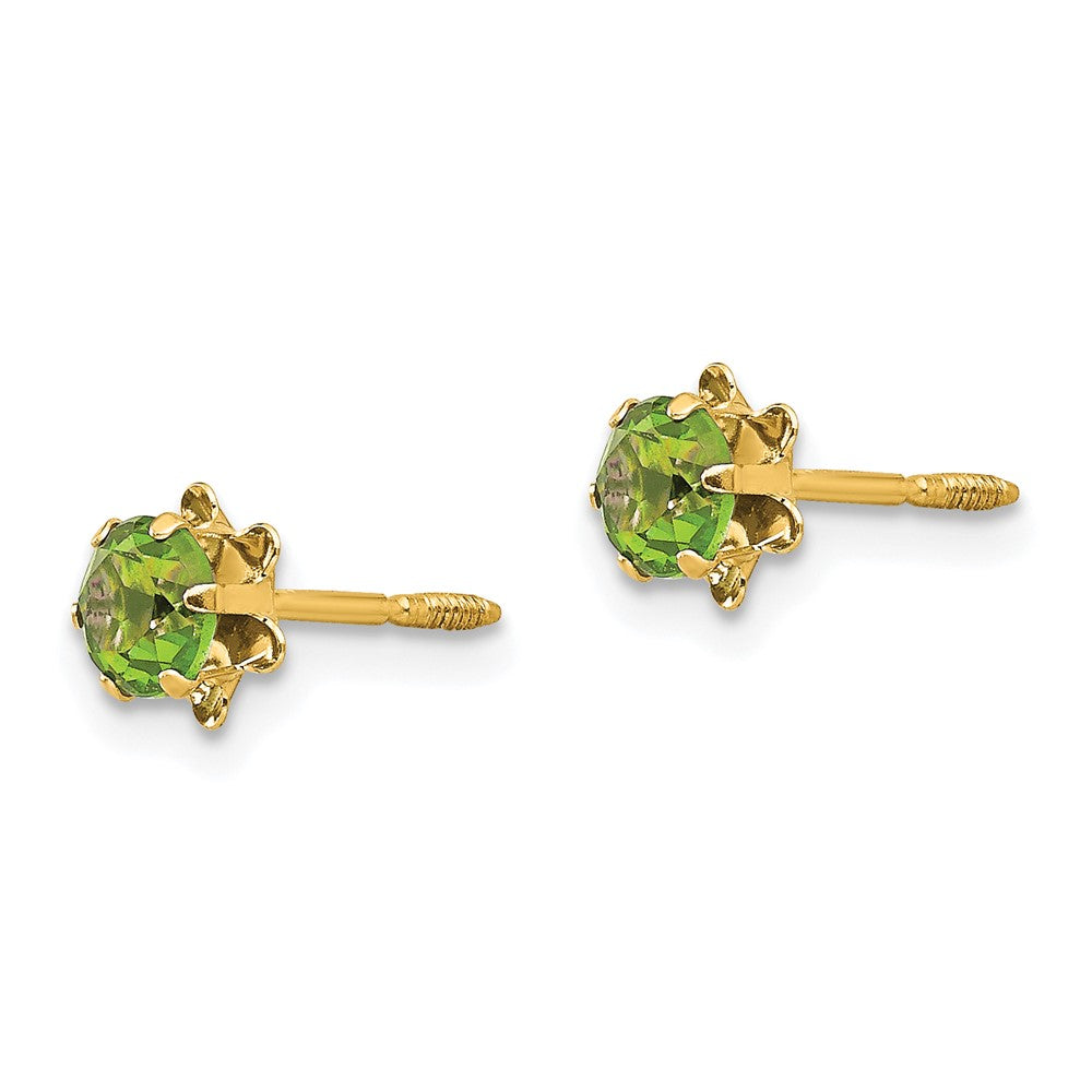 14k Madi K Round CZ August Birthstone Screwback Post Earrings