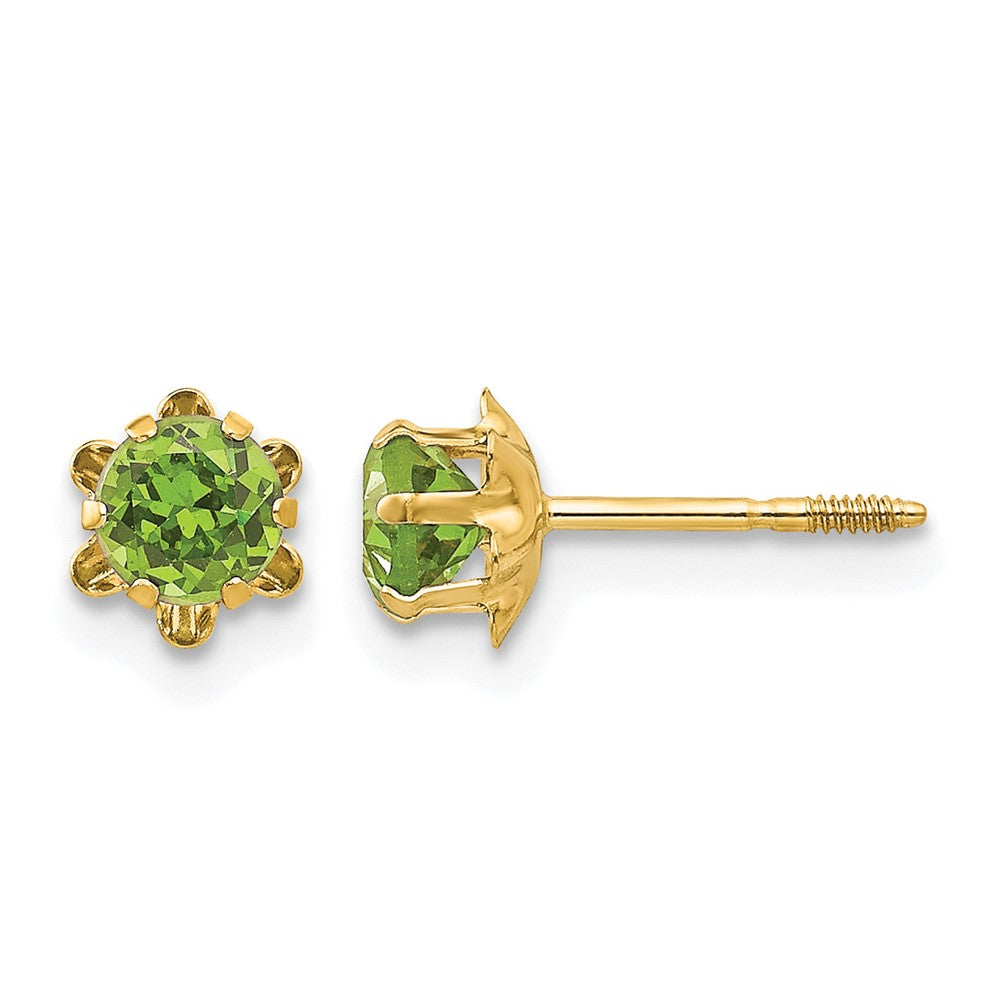 14k Madi K Round CZ August Birthstone Screwback Post Earrings