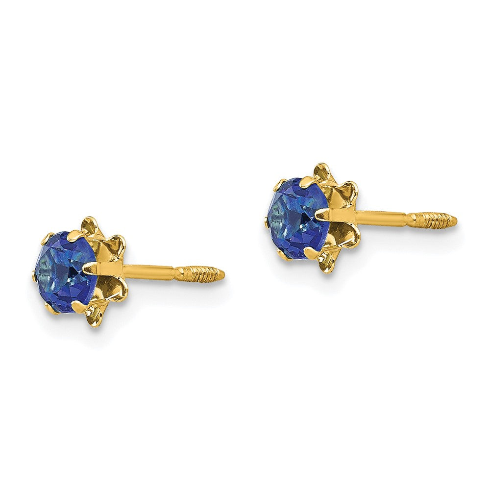 14k Madi K Round CZ September Birthstone Screwback Post Earrings