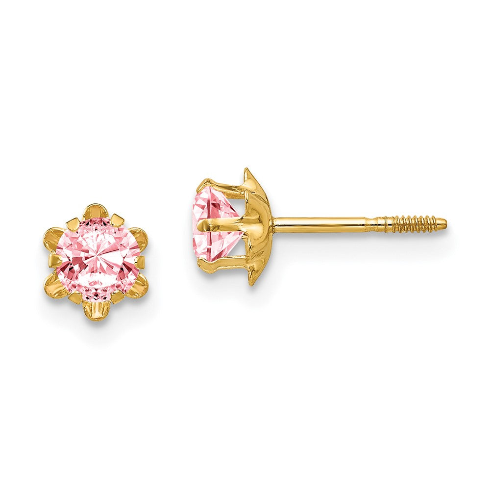 14k Madi K CZ Birthstone (Oct) Screwback Earrings