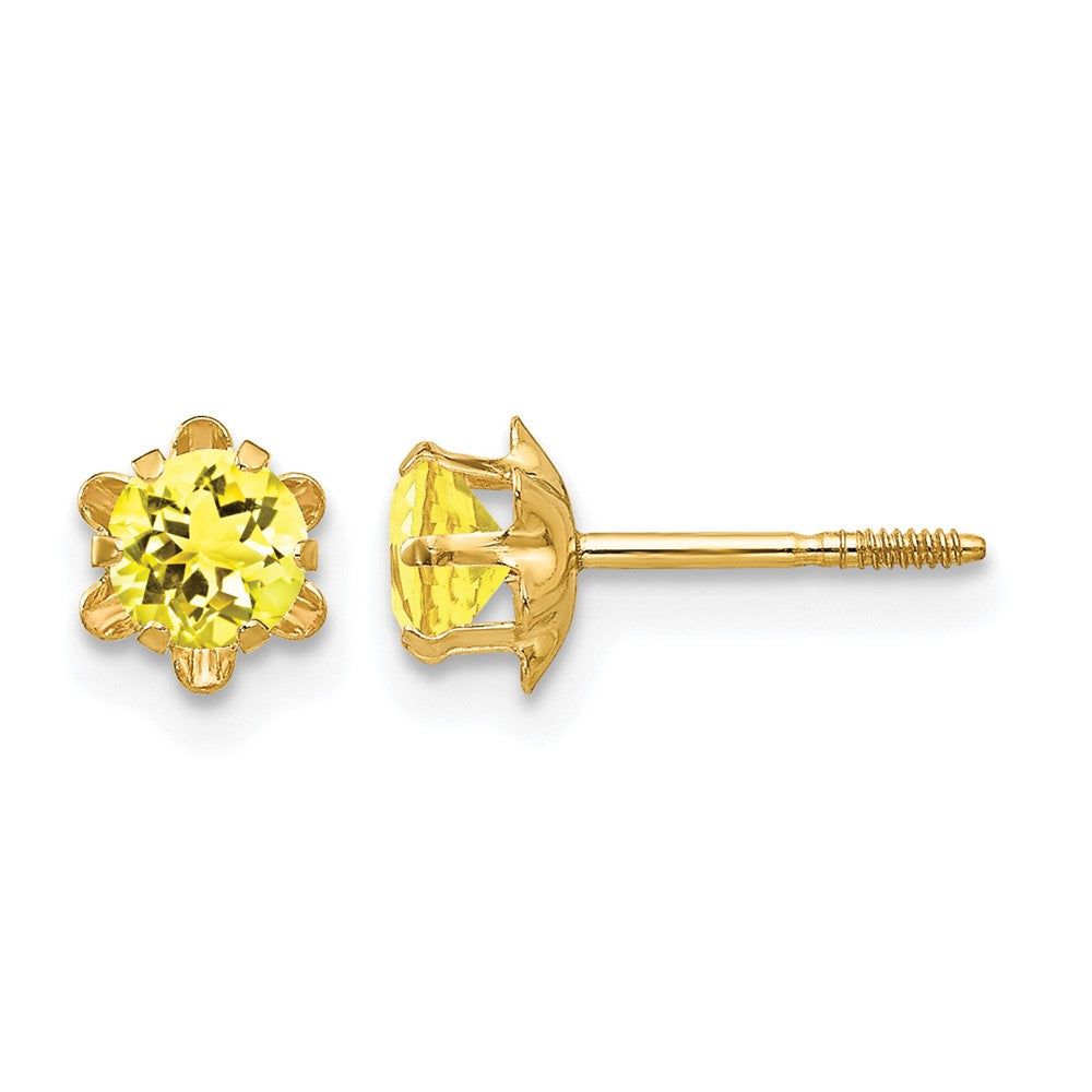 14k Madi K Round CZ November Birthstone Screwback Post Earrings