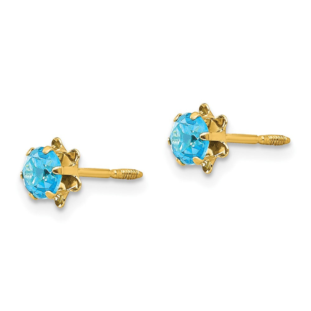 14k Madi K Round CZ December Birthstone Screwback Post Earrings