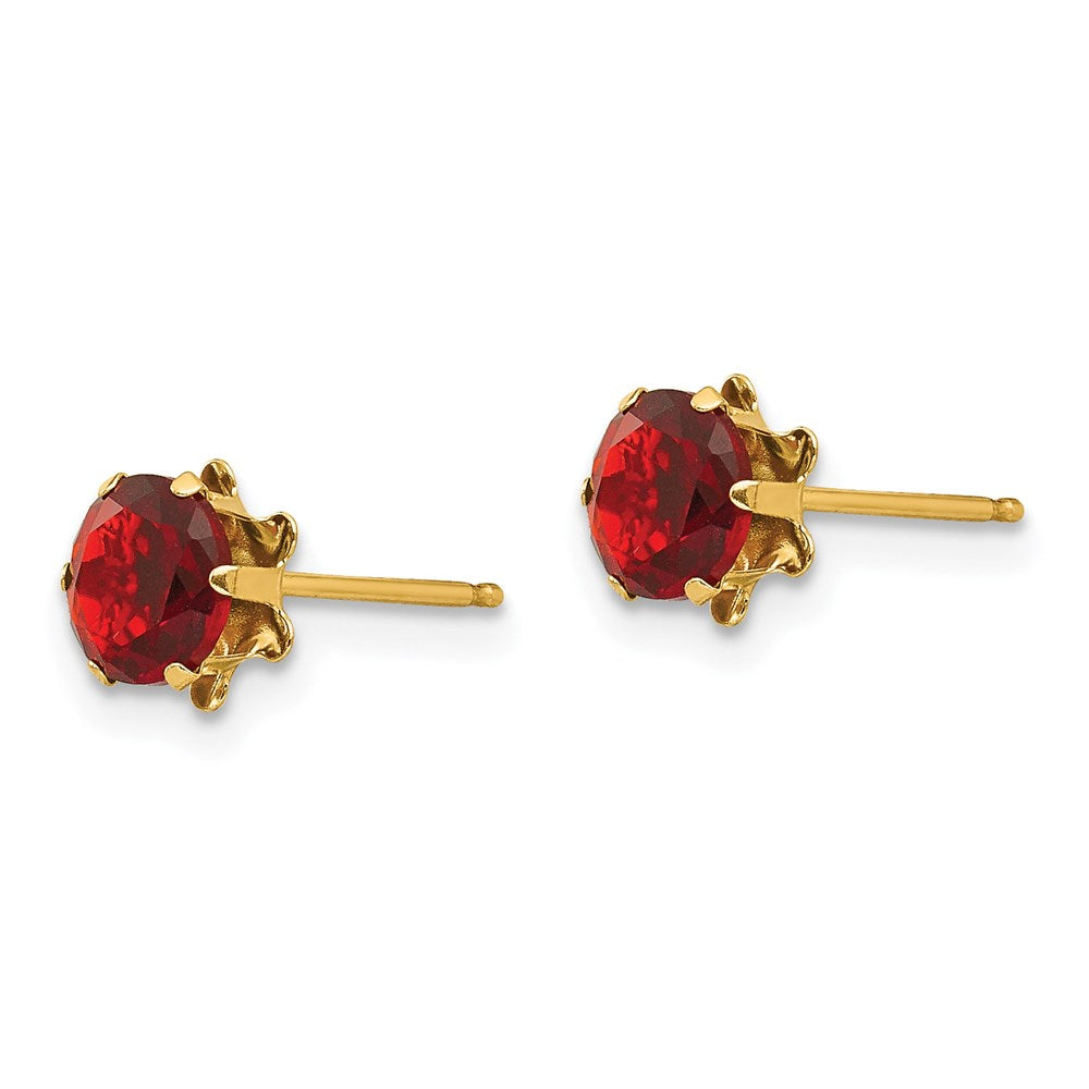 14k Madi K Round CZ January Birthstone Post Earrings