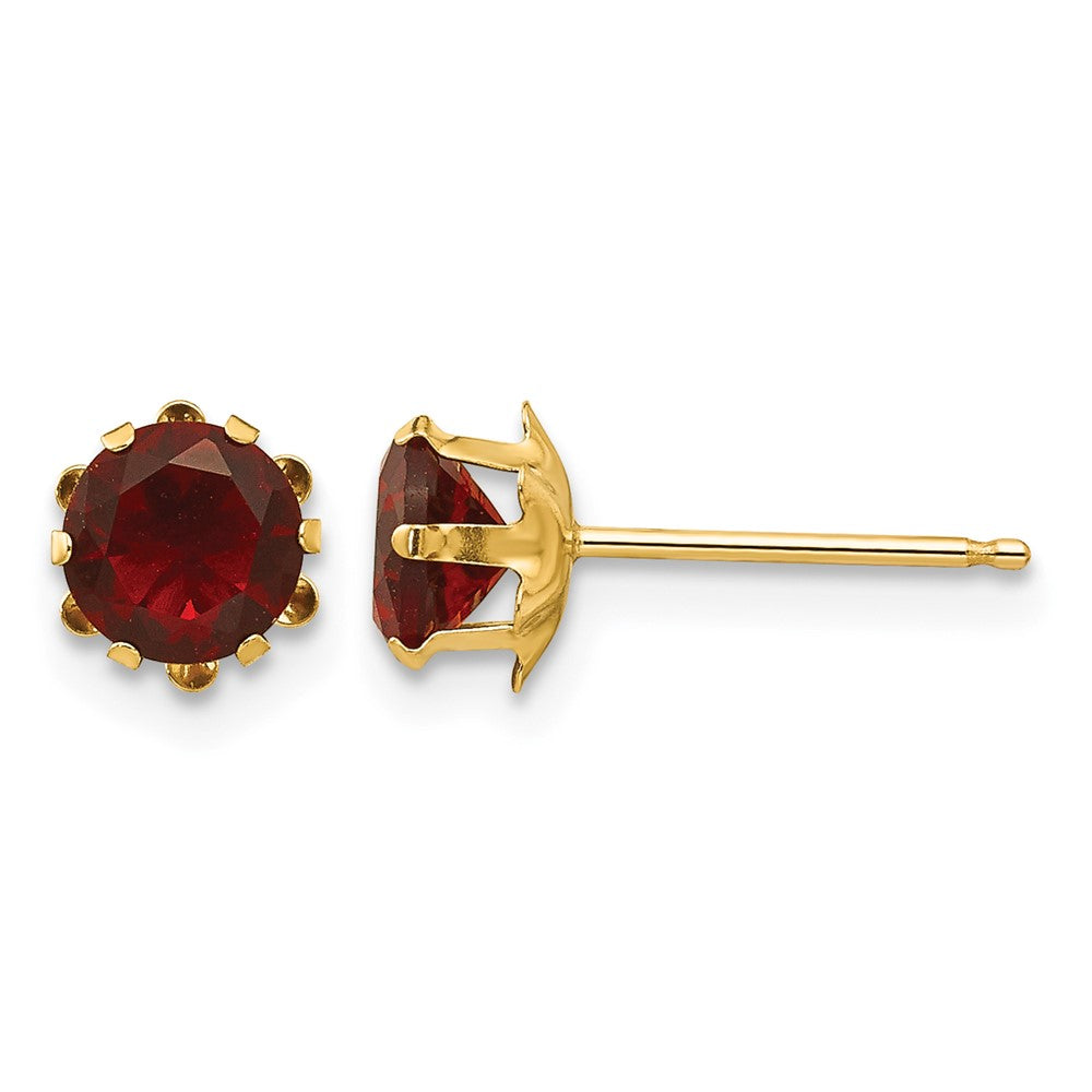 14k Madi K Round CZ January Birthstone Post Earrings